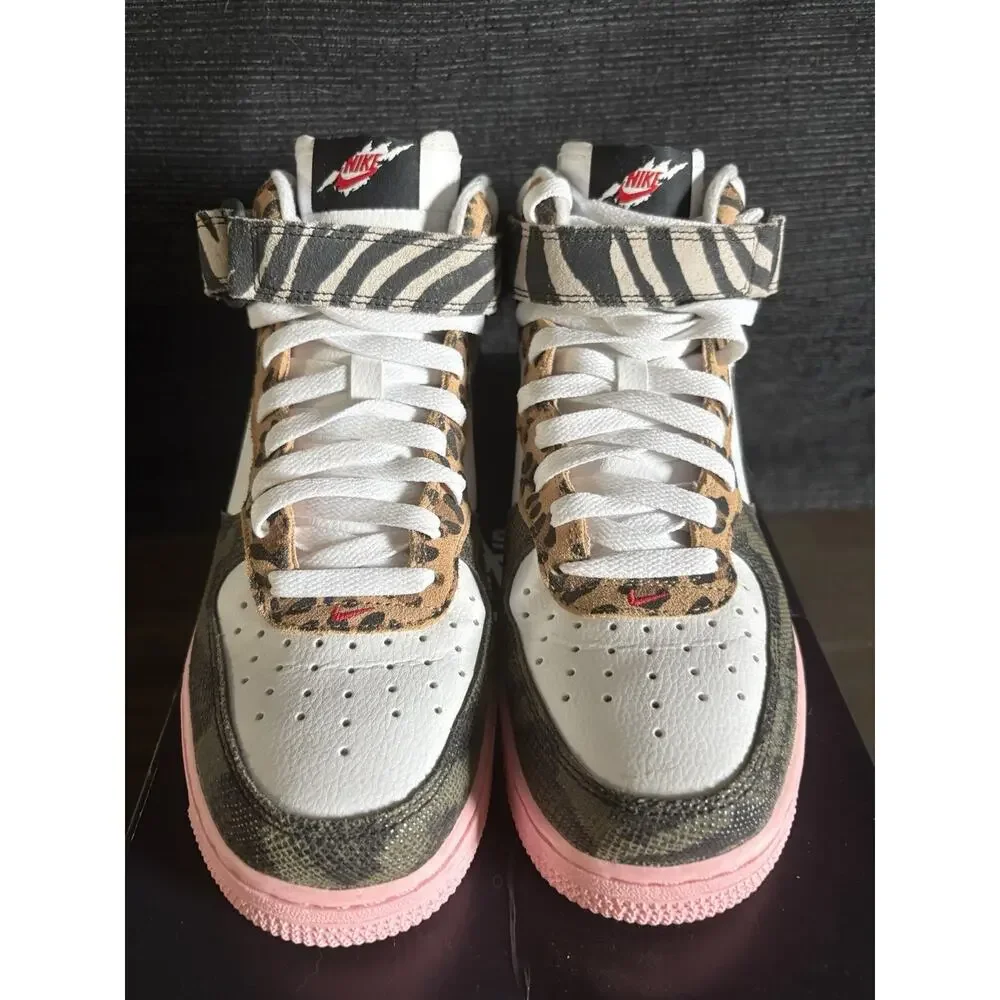 Nike Air Force 1 Mid Tunnel Walk Women’s Size 9 Animal Print Pink DZ4841 100